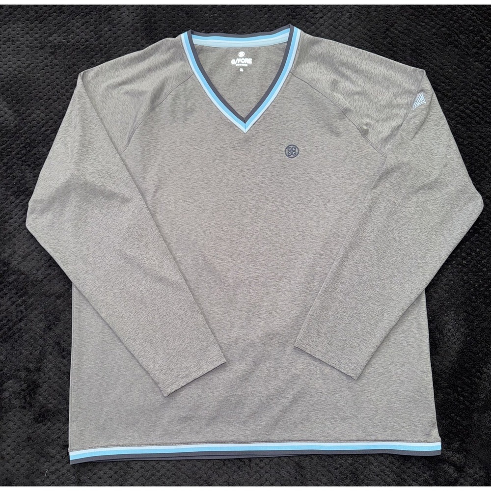 G FORE Men's Baja V Neck Sweater Gray Casual Golf Logo Size XL